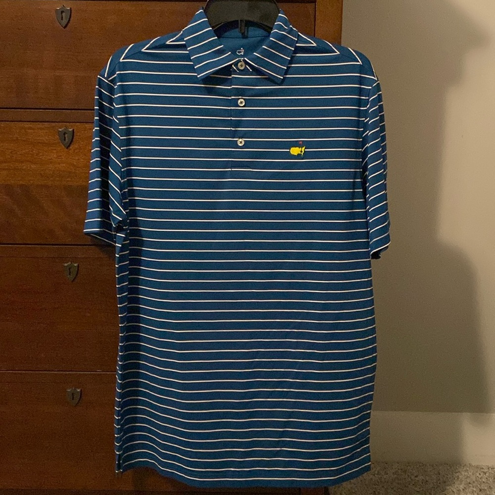 Augusta National Masters Tech golf shirt, size S, blue with cream stripe